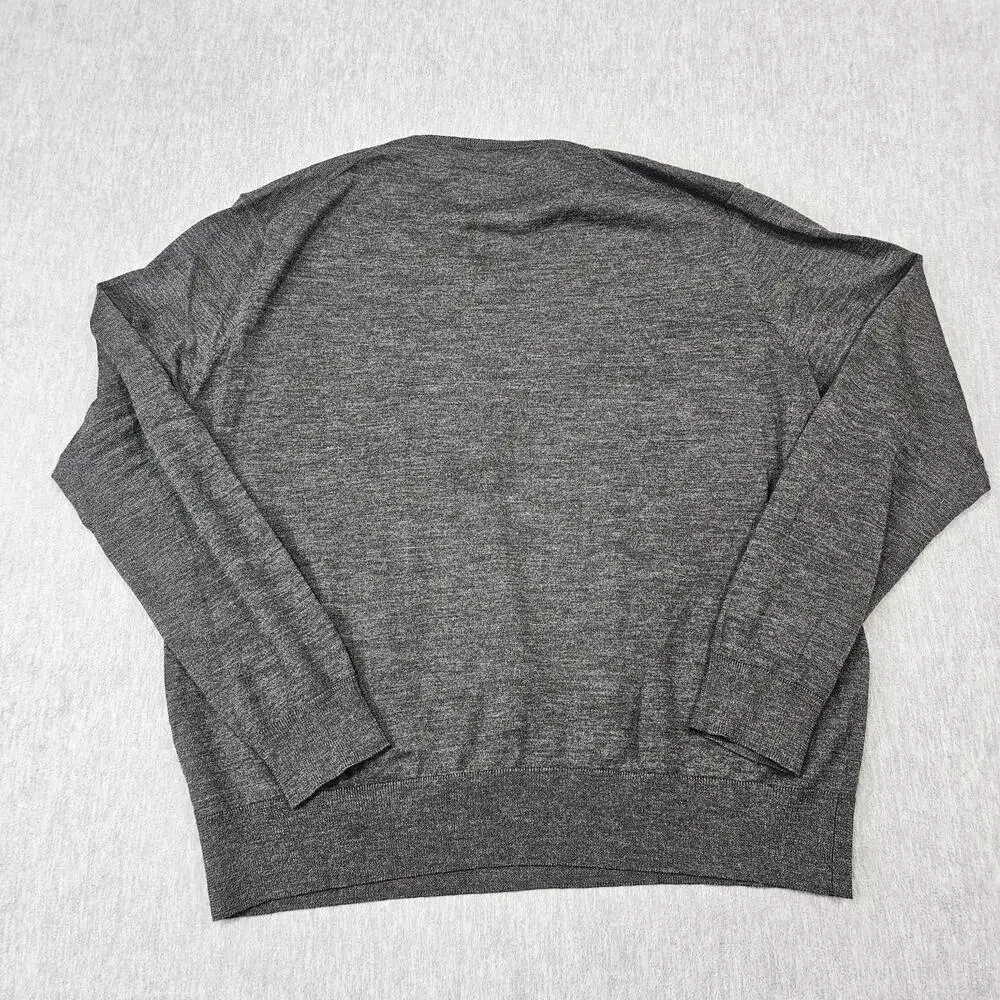 Polo Ralph Lauren Sweater Mens 2XL Gray Merino Wool V-Neck Embroidered Pony